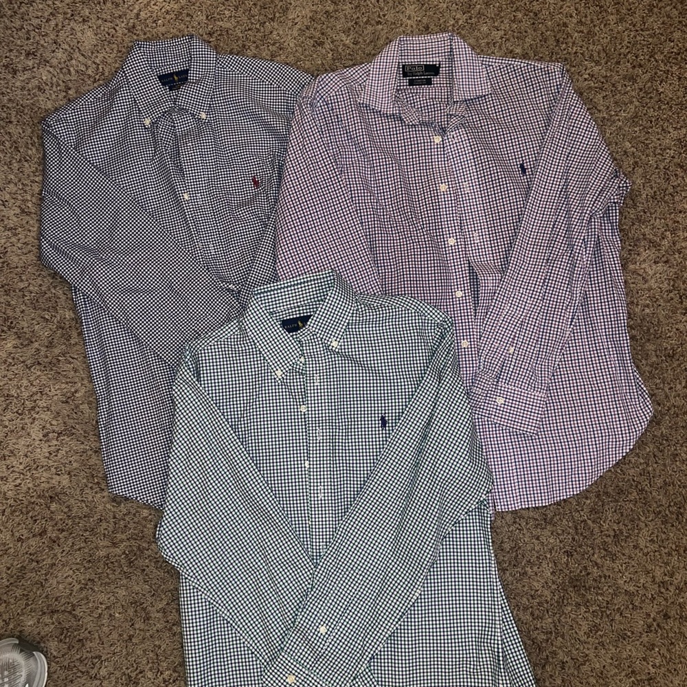 3 pack Polo Ralph Lauren Men's Checkered Button-Down Shirt
